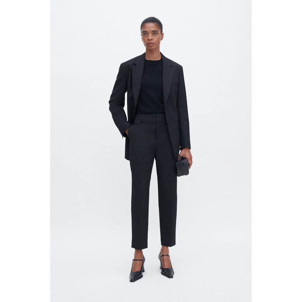 Filippa K Karlie Trousers Womens 42 Black Wool Tailored Straight Leg Dress Pants